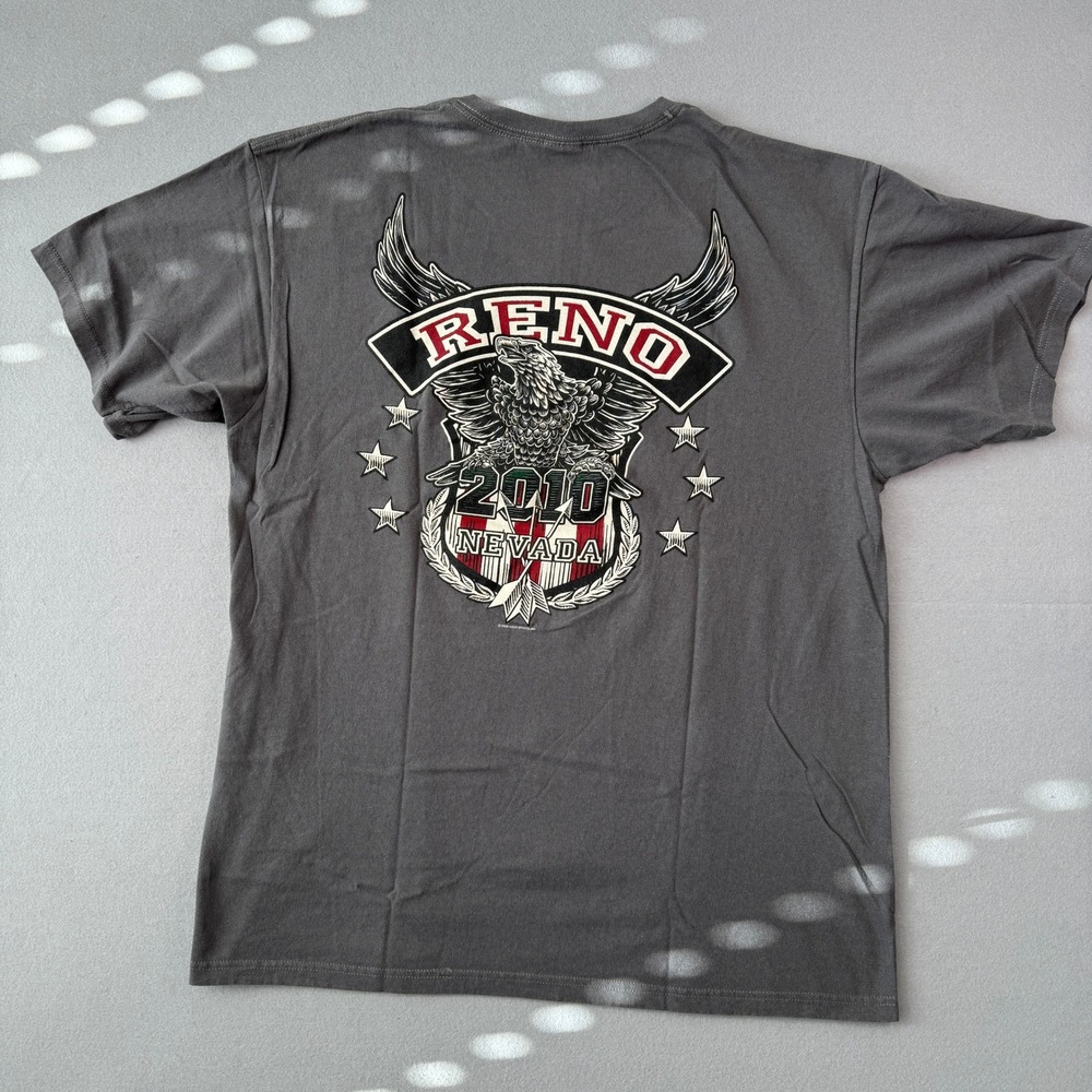 Street Vibrations Reno Nevada 2010 Motorcycle Rally T-Shirt Mens XL Gray Anvil